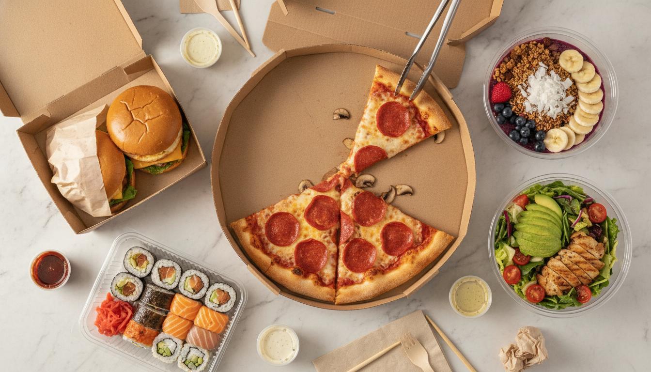 Variedade de comidas disponiveis para delivery